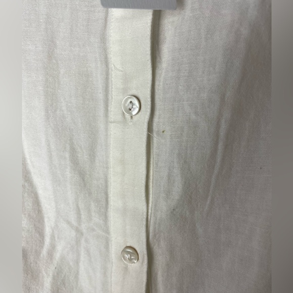 American Eagle Crochet Button Down Top Size Large Linen Blend Womens White Boho - Picture 4 of 8